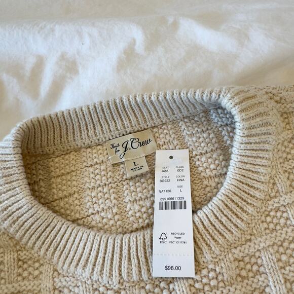 NWT J.Crew Cropped Knit Cream Pull-Over Sweater Size M - Picture 2 of 5